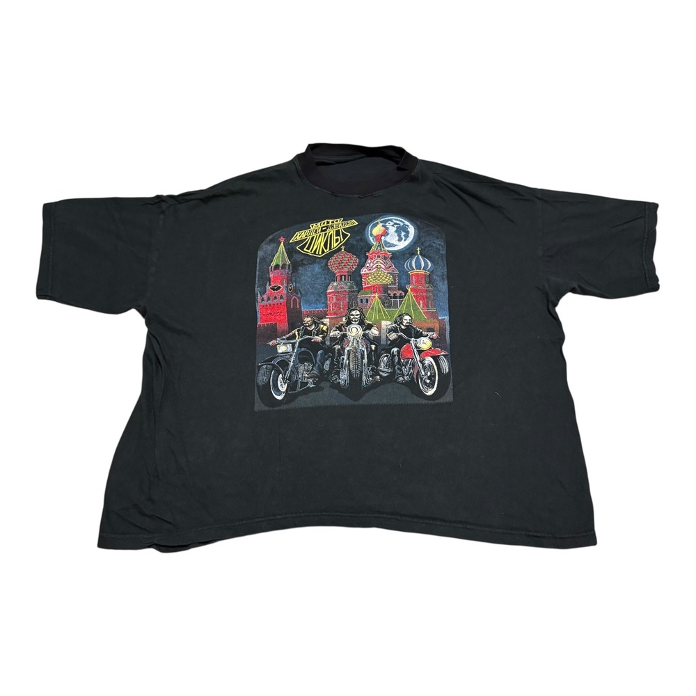 Vintage 90s Harley‎ Davidson Moscow Russia Black Shirt Men's Boxy Small